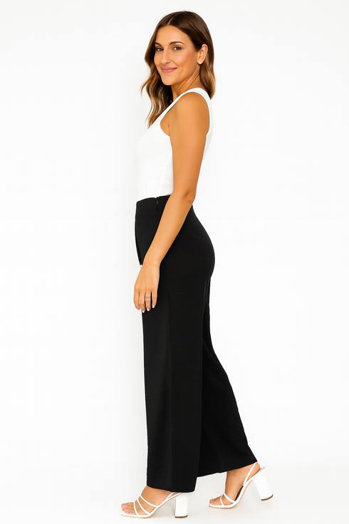 'Fenella' Ruched High Waist Straight Leg Pants - Celes Fashion